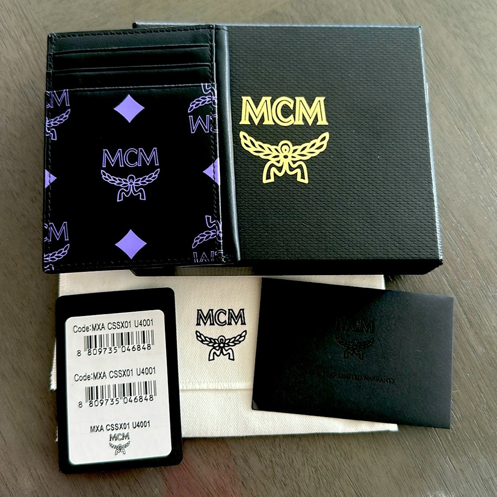 Authentic purple and black MCM card holder